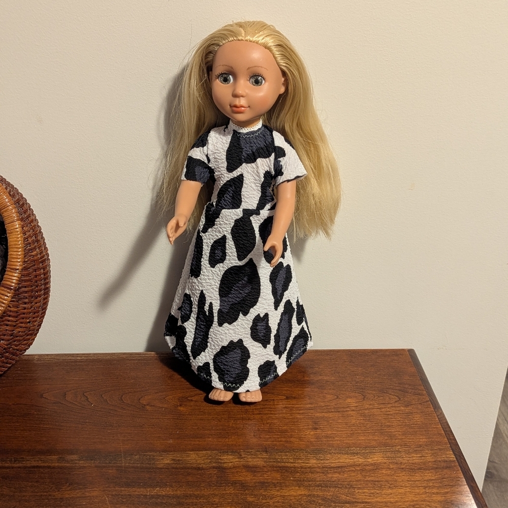 Glitter girls Blonde Doll with Black and White Dress. 14 Inches. GUC.